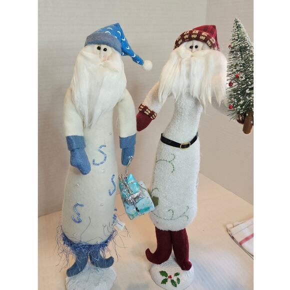 Tall Slender Santa Figurines  Felted Shopping Packages Decorating Tree 17" tall - Picture 2 of 10